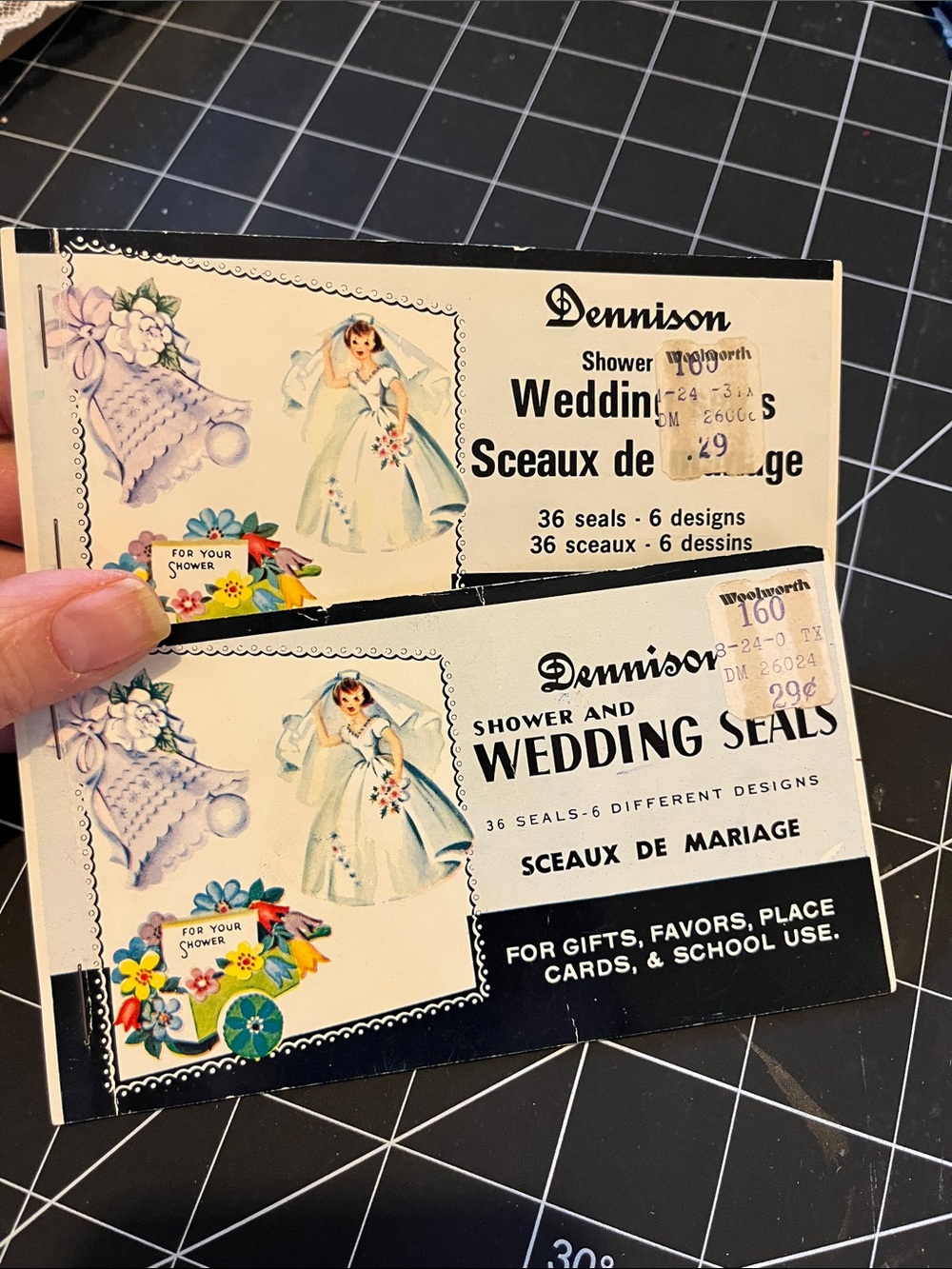 Dennison Vintage Wedding Shower Seals with Original Tags - incomplete